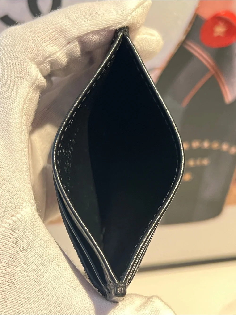 GUCCI Interlocking GG Supreme PVC Leather Black Card Case w/ Box
